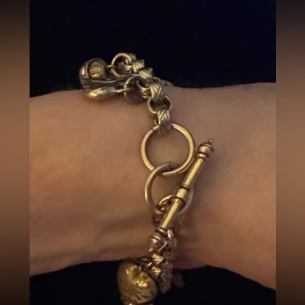 Vintage Gold Tone Amber Charm Bracelet - Picture 11 of 11